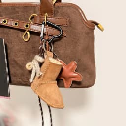 PU Leather Star Keychain Pentagram Car Keyring with Woven Acrylic Heart Snow Boots Pendant Creative Bag Charms