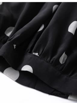 Modern Large Polka Dot 100% Natural Mulberry Silk Crepe De Chine Elastic Waist Women's Fashionable Cropped Lantern Pants