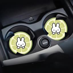 Cute Miffy Rabbit Creative Cartoon Pattern New Car Storage Slot Accessories, Personalized Fashionable Waterproof PU Coaster