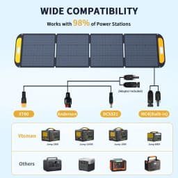 VTOMAN VS200 Rigid Foldable 200W Solar Panel Kit, 19V High Efficiency Portable Solar Charger, Ideal for Travel, Smartphone, Boat, RV, Camping & Outdoor Power Station