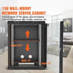 SucceBuy 15U Wall Mount Server Cabinet 500lbs Max Ground-mounted Load Capacity Network Rack Enclosure for IT A/V Devices