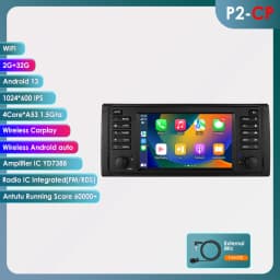 HiZPO 7inch Android13 Android Car Radio for BMW 5 Series E39 1996 M5 2000 X5 E53 Multimedia GPS Navi RDS DSP BT 4G CarPlay SWC