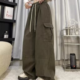 Cargo Pants Women Solid Color Japanese Loose Thin Straight Wide-leg High Waist Trousers High Street Basics Casual Pants Female