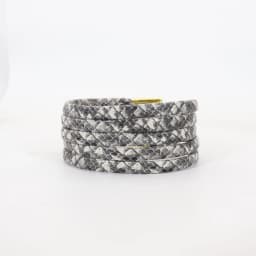 Premium Laces 7mm Imitate Snake Skin Drawing Flat Luxurious PU Leather Shoelaces with Golden Metal Tips Grey White Boot Cords
