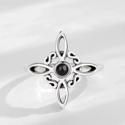 925 Silver Plating Witches Knot Rings for Women Obsidian Celtic Trinity Knot Ring Pagan Wicca Cross Jewelry New Year Gift