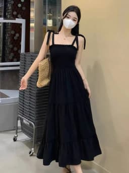 plus Size Summer Dress Women's Strapless Sun Protection Skirt Set Hepburn Style Black Dress Shoulder Covering Soft Polyester