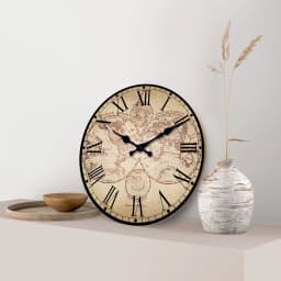 Retro Nautical Coast Beach Ship Compass Pattern Wooden Wall Clock Living Room Bedroom Kitchen Home Decor Silent Quartz Clock Holiday Gift 10 Inch 12 Inch 14inch 16inch (No Battery)