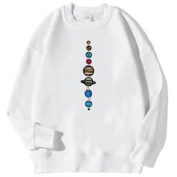 Nine Planets Universe Solar Systemprinted Men Pullover Fashion Casual Hooded Loose Crewneck Sweatshirts Autumn Fleece Streetwear