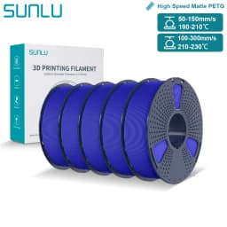SUNLU High Speed Matte PETG Filament 1.75mm High Toughness Easy Print Fast 3D Printing Material Durable Smooth Finish 1KG Spool