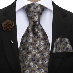 Peacock Blue Floral Print 2-Piece Tie & Pocket Square Set for Men Wedding Business Casual Stylish Accessories