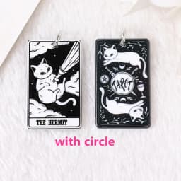 8Pcs 39*23 MM Black White Cat Tarot Card Charms Creative Acrylic Sun Moon And Lovers Jewelry For Earring Necklace Diy