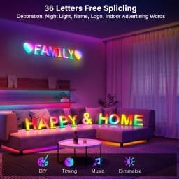 Smart LED Letters Lights Alphabet Light Decorative Name Letter Number Lamp Night Light USB MeRGBW App Music Sync Logo Game Home