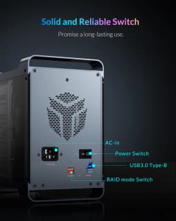 【Free Local Warehouse】Yottamaster 5-Slot RAID External Hard Drive Enclosure 2.5" 3.5" SATA HDD/SSD Enclosure with RGB Silent F