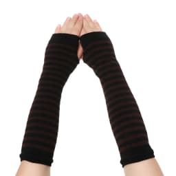 1 Pair Striped Soft Mitten Knitted Elbow Gloves Long Glove Fingerless Cotton Classic Wristband Arm Cover Sleeve For Women Girls