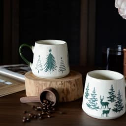 Christmas Tree Ceramic Mug Pine Pattern Coffee Milk Drinking Cup For Home Office Breakfast Daily Beverage Table Party Use