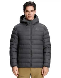 Pioneer Camp Men's Down Puffer Jacket with Hood Lightweight Packable Warm Insulated Thermal Puffy Winter Coat Ski Travel