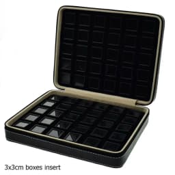 High-End Black Leatherette Gemstone Storage Box Diamond Travel Case Jewelry Holder with Gem Box Protable