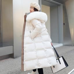 Slim Fit Long Over-Knee down Cotton Jacket Women's Fashionable Commute Style Korean Brand Lobeensind Winter Thickened Coat