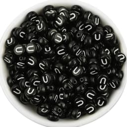 7x3.5mm Black Acrylic Beads Flat Round Pick Letters Loose Alphabet Spacer Beads Supplies For Jewelry Making Bracelets Accessory
