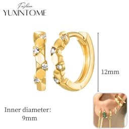 925 Sterling Silver Ear Needle Hoop Earrings Crystal Circle Small Huggie Earrings for Women Simple Females Girls Jewelry