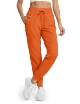 MAGCOMSEN Women's Waterproof Hiking Pants Quick Dry Drawstring Waist Joggers 3 Zipper Pockets Lightweight Outdoor Sport Trousers