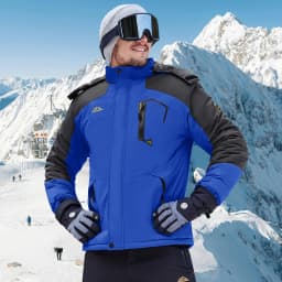 TACVASEN Men's Waterproof Fleece Lined Winter Jacket Windproof Multi-Pockets Warm Outdoor Coat Thermal Parka Raincoat with Hood