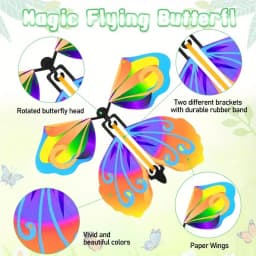 Whimsical Wind-up Flying Butterfly Bookmark Toy - Rubber Band Powered, Magic Prop, Surprise Gift for Wedding, Birthday, Party
