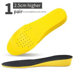 1 Pair 1.5-3.5cm Invisiable Height Increase Insoles for Women Men Heel Lift Yellow Shoes Sole Pad Shock Absorption Insoles
