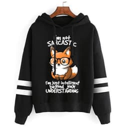 Women’s Graphic Just Intelligent Beyond Your Understanding Long Sleeves Casual Versatile Pullover Cute Fox Hoodies Autumn Tops