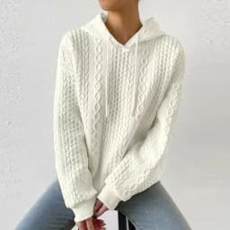 Women's Oversized Medium Weight Long Sleeve Solid Color Hoodie with Drawstring Casual Mid-Length Jacquard Women's Sweatshirt