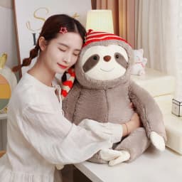 4 Sizes Adorable Christmas Sloth Wearing Santa Hat Plush Toys Soft Cartoon Huggable Sloth Doll Kawaii Decor For Home/Party