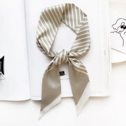 ins small silk scarf simple stripe women's for Women, Kawaii Aesthetic Hairband Style, Daily Office Party Holiday Gift Trendy