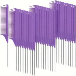 30 Piece Pointed Tail Comb Set, Suitable for Hairstyle Design, Plastic Comb Teeth and Metal Handle, Heat-Resistant Combing Comb