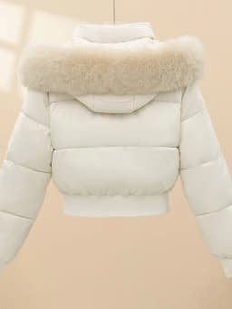 Korean Style Short down Cotton Jacket Women's Thickened Hooded Coat Small Size Fashionable Big Fur Collar Winter Outerwear