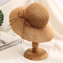 Holiday Sle Beach Fisherman Hat Seaside Sun Protection Sun Hat Large Brim Bow Woven Straw Hat Women Panama Chapeau Korean