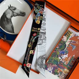 POBING 2025 New Style Binding Handle Hairband Silk Scarf 100% Mulberry Silk Amazon Celebration Twill Silk 5*86CM