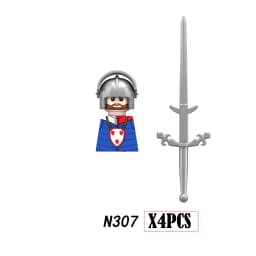 Medieval Infantry Knight Figures Building Blocks England Wars Rose Soldier Castle Military Army Guard Helmet Weapons Bricks Toys
