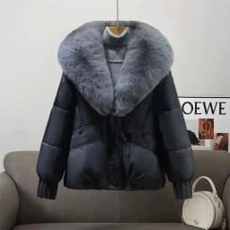 2026 Winter Down Cotton Short Padded Jacket Women Parkas Fur Collar Thick Cotton Coats Clothes Black Casual Outerwear Female New
