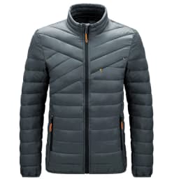Men Stand Collar Parkas Men Faux Down Padded Jacket Men Lightweight Warm Winter Parkas Men Windproof Solid Color Warm Parkas