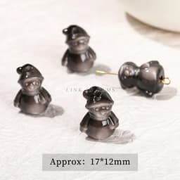 1 Pc Natural Stone Gold Silver Obsidian Carved Bead Cat Paw Pixiu Animals Cute Bead With Hole For Jewelry Making Diy Necklace