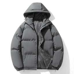 Korean Style 2026 Fashion Winter Men's Solid Color Simple Basic Casual Trendy Loose Hooded Plus Size Quilted Jackets Male Coats