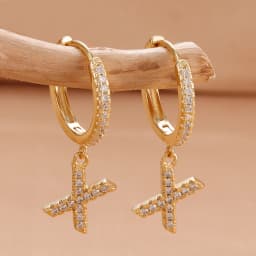 Nidin Hot Sale Initial A-Z Letters Mini Small Hoop Earrings Gold Color Zircon Jewelry Alphabet Fashion Christmas New Year Gift