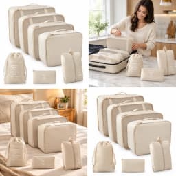 Travel Cube Organizer Bags, Lightweight Zipper Compression Packing Pouches, Portable Luggage Storage Bag Set