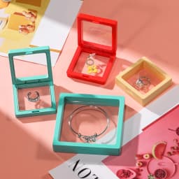 1pc Colorful 3D Floating Display Case Jewelry Storage Box Antioxidant Pe Film Suspension Box Hand String Bracelet Elastic Box