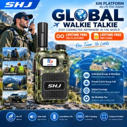 SHJ 4G LTE PoC Radio Global Network Walkie Talkie with SIM Card, Lifetime Free XIN Platform & Data, Group Private Call