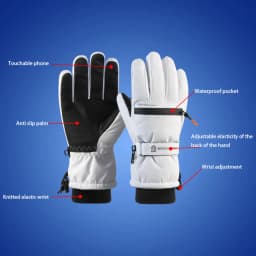 Unisex Windproof Waterproof Ski Gloves Warm Thick Anti-Skid Touch Screen Winter Gloves for Hiking Cycling