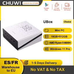Chuwi Ubox Mini Pc Amd Ryzen 5 6600H 16Gb LPDDR5 512Gb Ssd Windows 11 Pro 4K 144Hz Decoding Wifi 6 Bt 5.2 Extend M.2 1t*2 650g