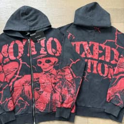 Mixed Emotion Zipper Hoodie Thin Pure Cotton Print Diamond Pattern Casual Streetwear Sweatshirt Red