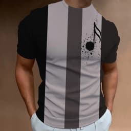 Retro Men'S T-Shirt 3d Music Notes Printed Men Clothing Daily Casual Short Sleeve Street Designer Tees Top Loose Oversized Shirt