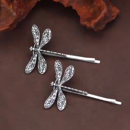 2 Pcs Retro Ancient Style Silvery Dragonfly Hair Clips Side Clips Bobby Pin Hair Accessories